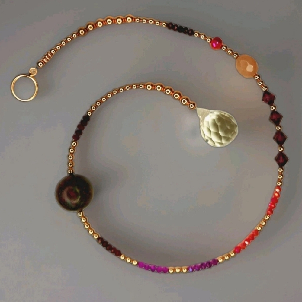 The handmade Prism Swarovski Crystal Copper Beaded Suncatcher 20mm Prism 21.75"